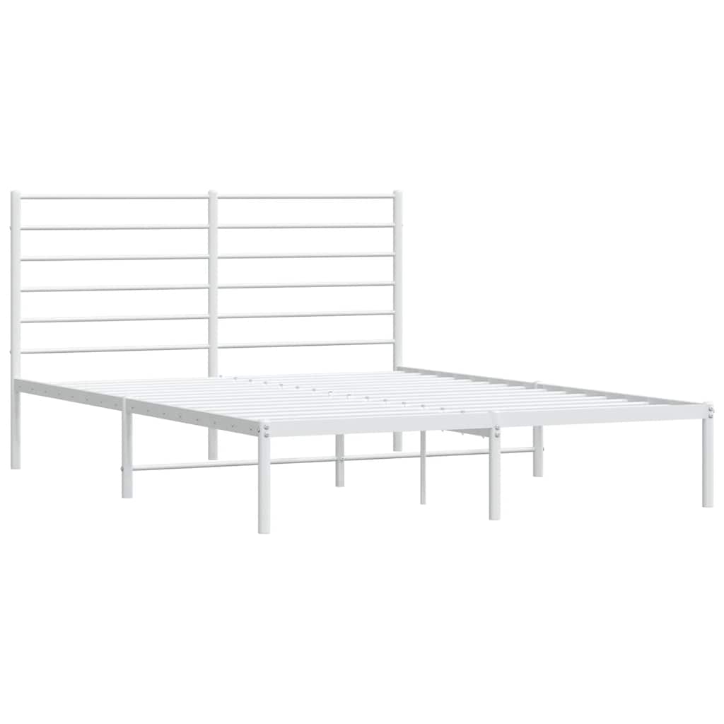 Metalni okvir za krevet s uzglavljem bijeli 150x200 cm