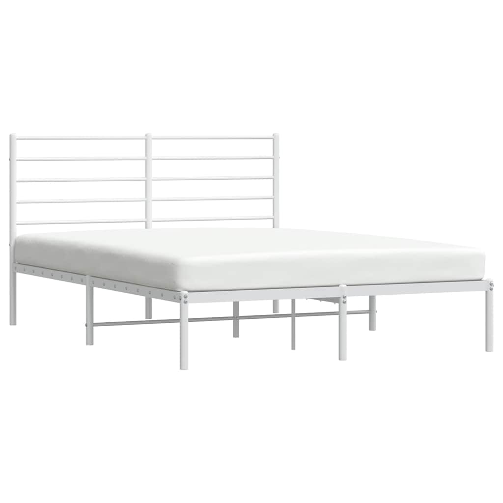 Metalni okvir za krevet s uzglavljem bijeli 150x200 cm