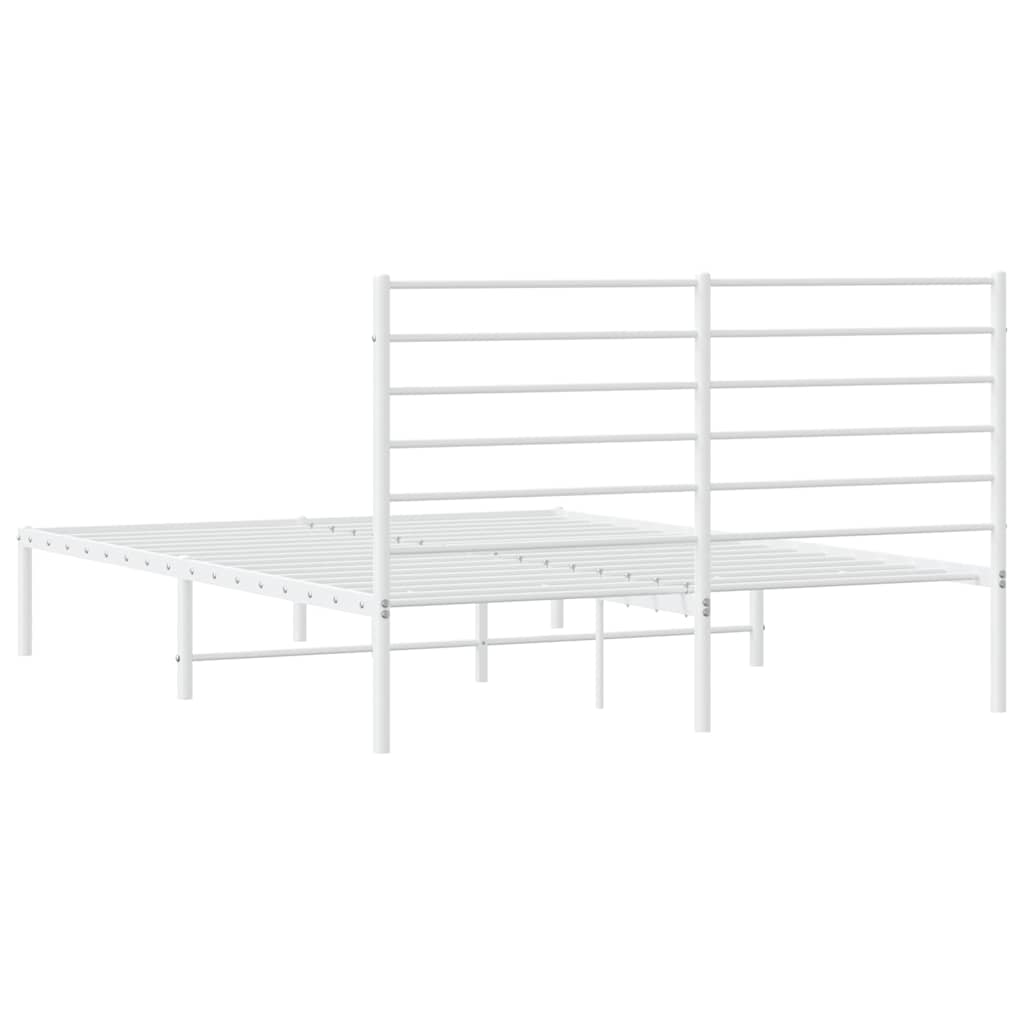 Metalni okvir za krevet s uzglavljem bijeli 150x200 cm