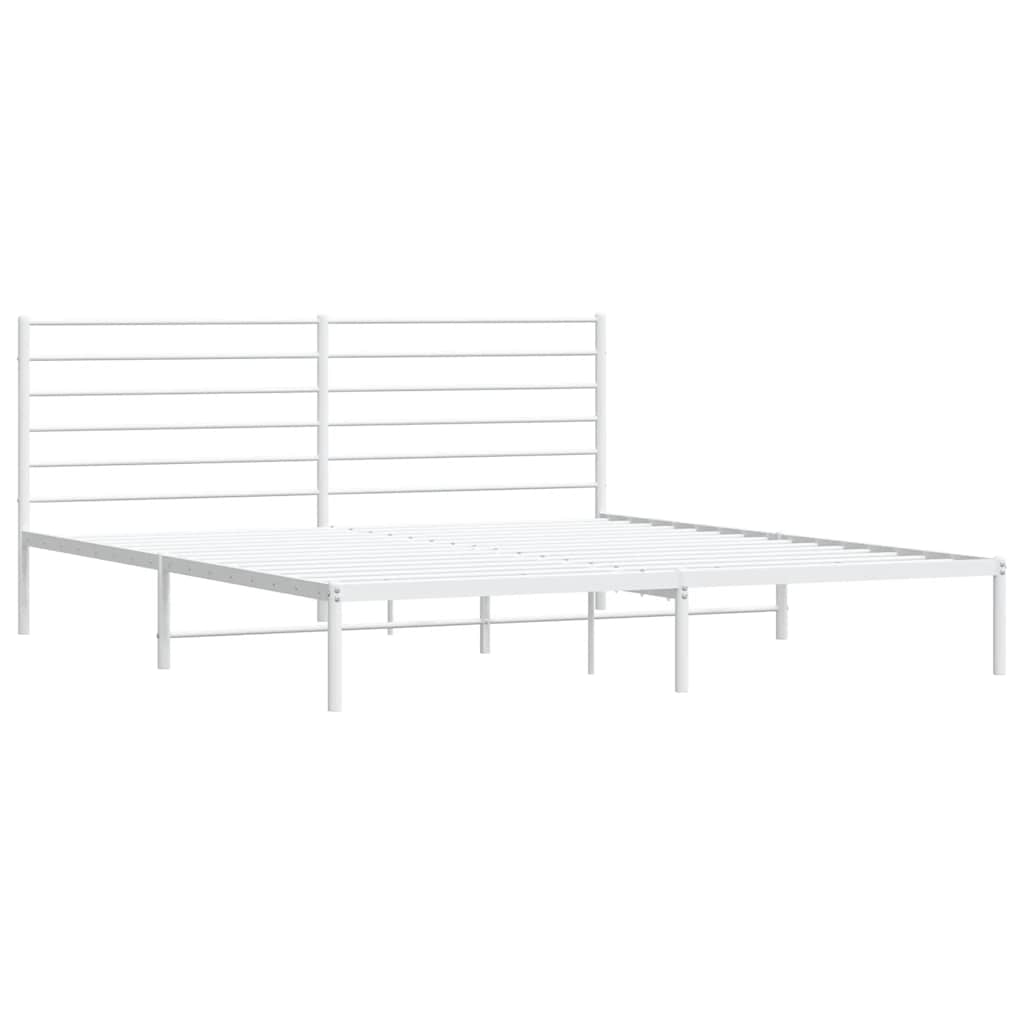 Metalni okvir za krevet s uzglavljem bijeli 180x200 cm