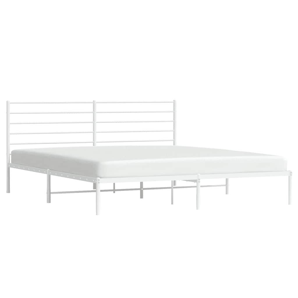 Metalni okvir za krevet s uzglavljem bijeli 180x200 cm