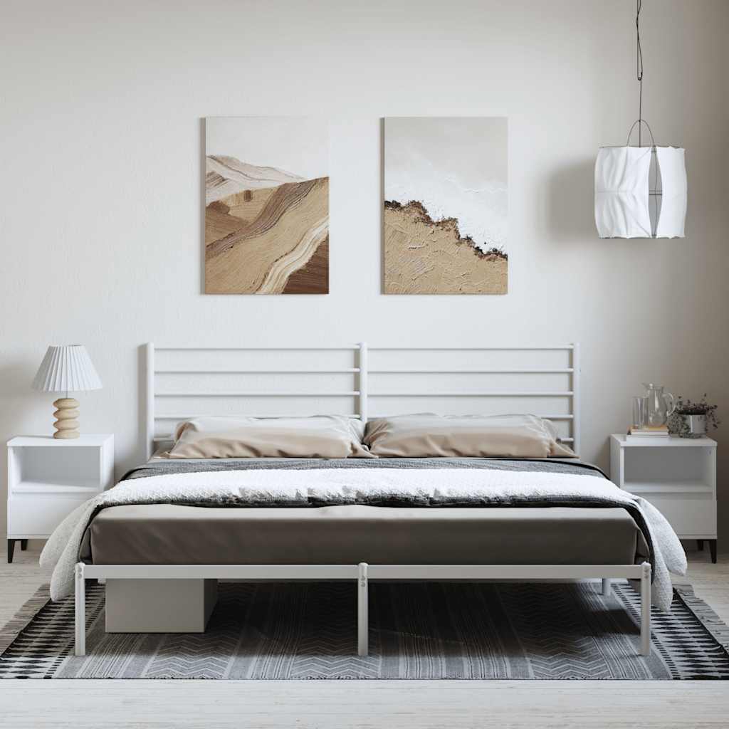 Metalni okvir za krevet s uzglavljem bijeli 183x213 cm