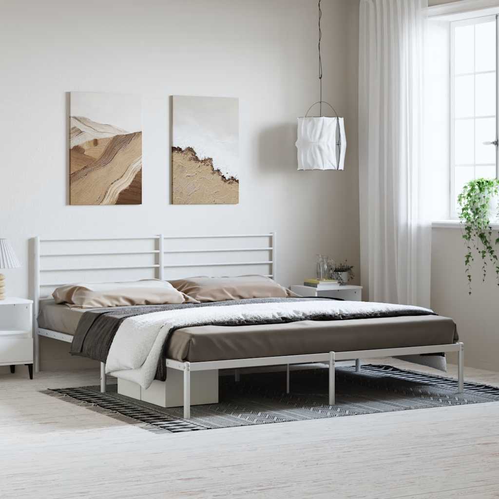 Metalni okvir za krevet s uzglavljem bijeli 183x213 cm