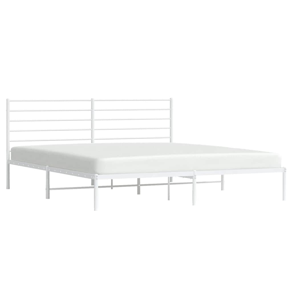 Metalni okvir za krevet s uzglavljem bijeli 200x200 cm