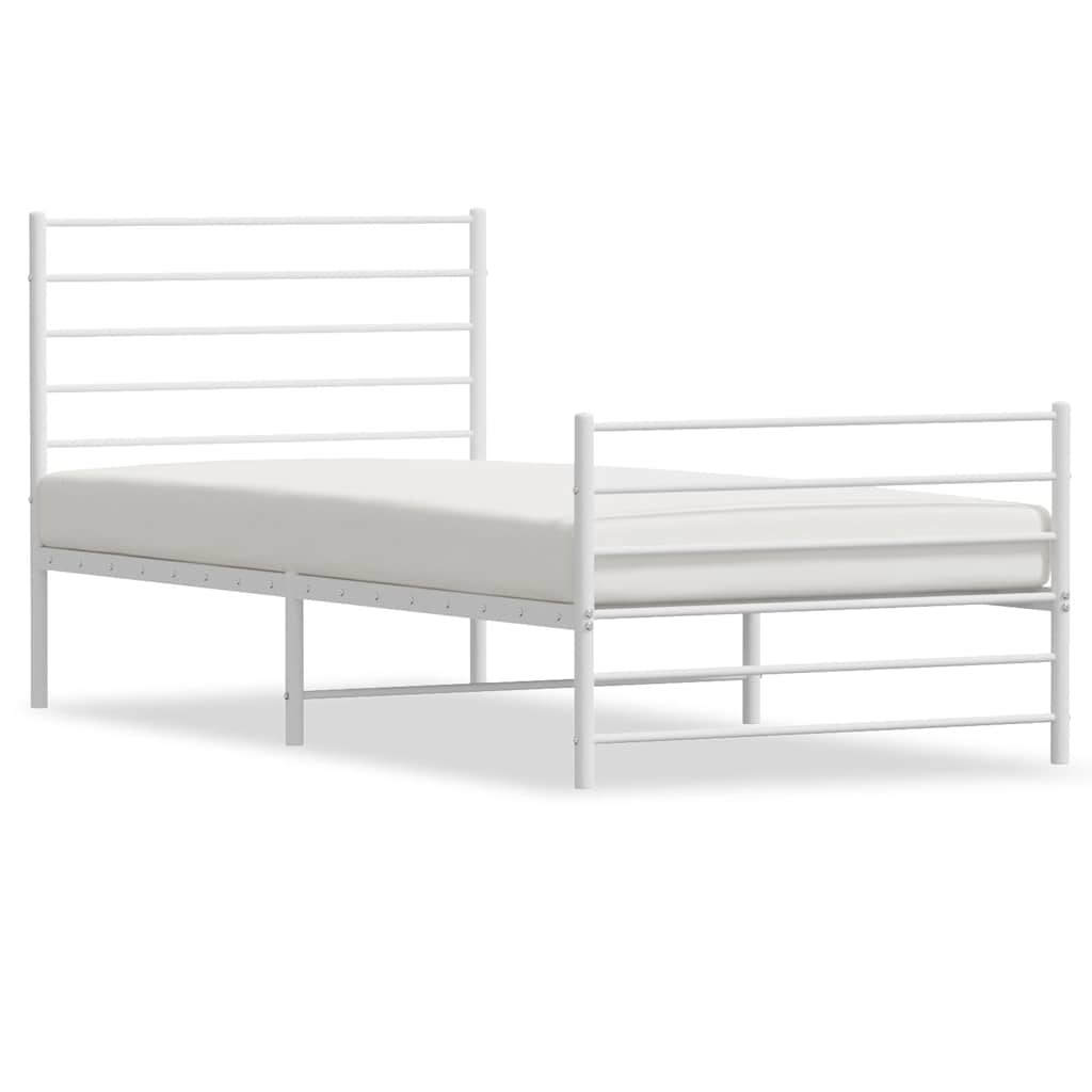 Metalni okvir kreveta uzglavlje i podnožje bijeli 90x190 cm