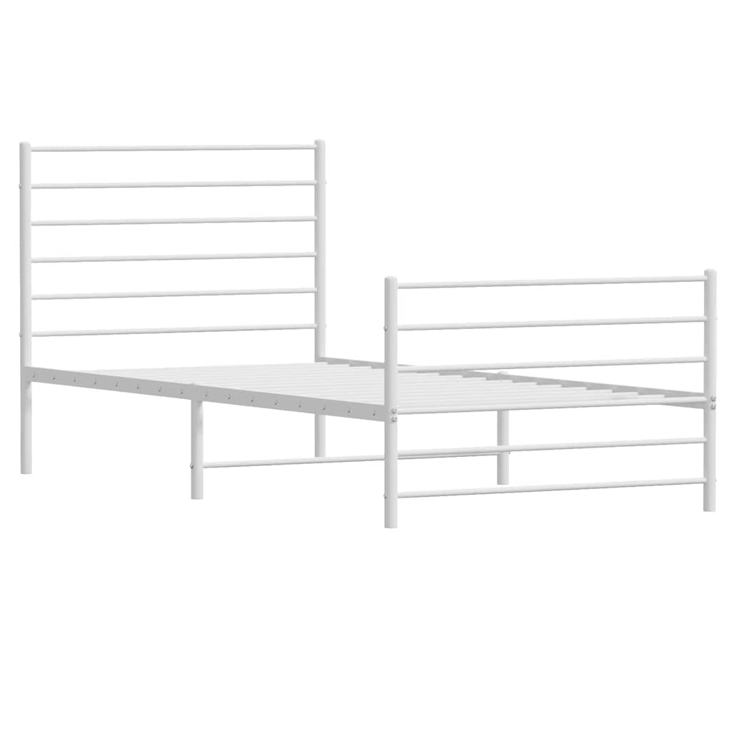Metalni okvir kreveta uzglavlje i podnožje bijeli 90x190 cm