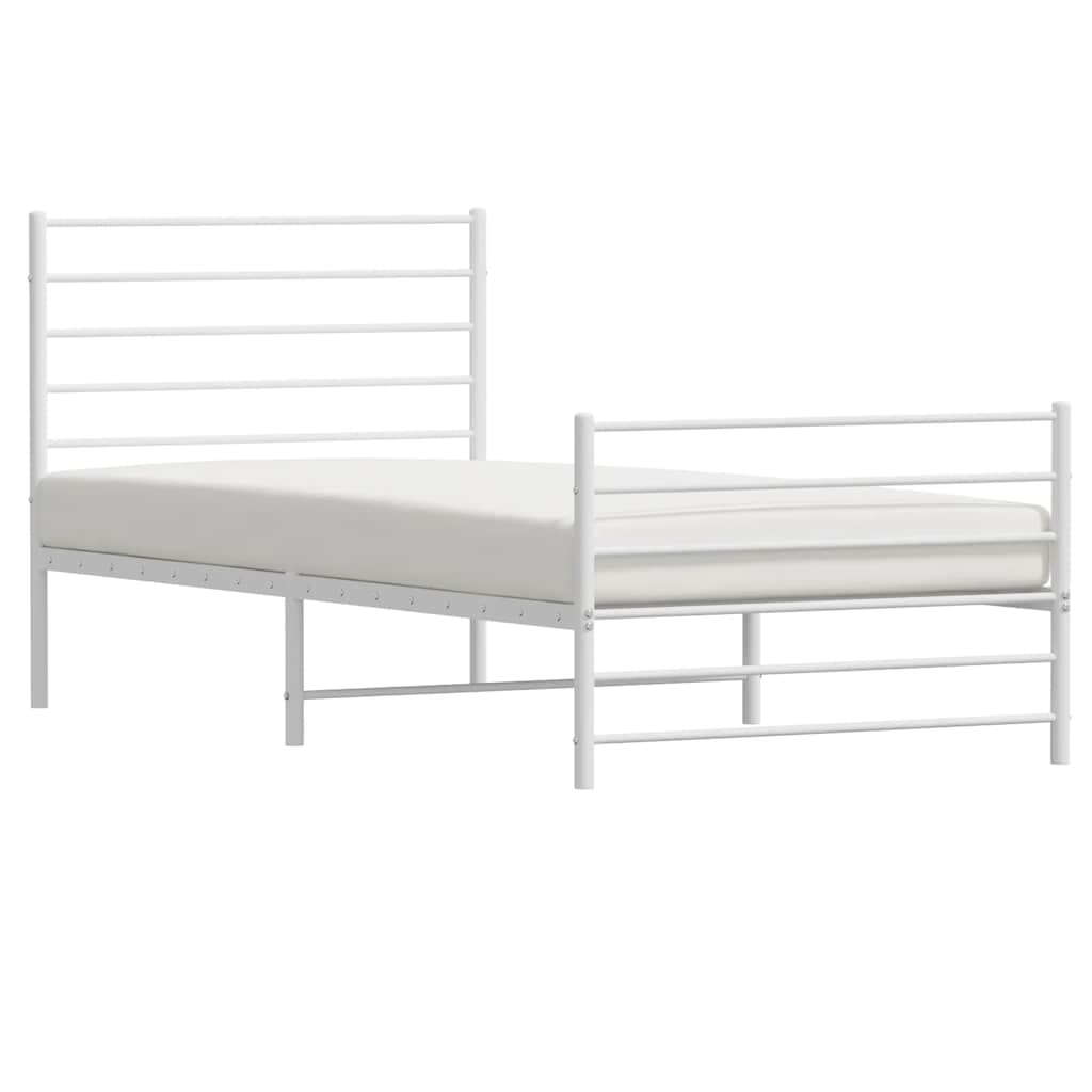 Metalni okvir kreveta uzglavlje i podnožje bijeli 90x190 cm