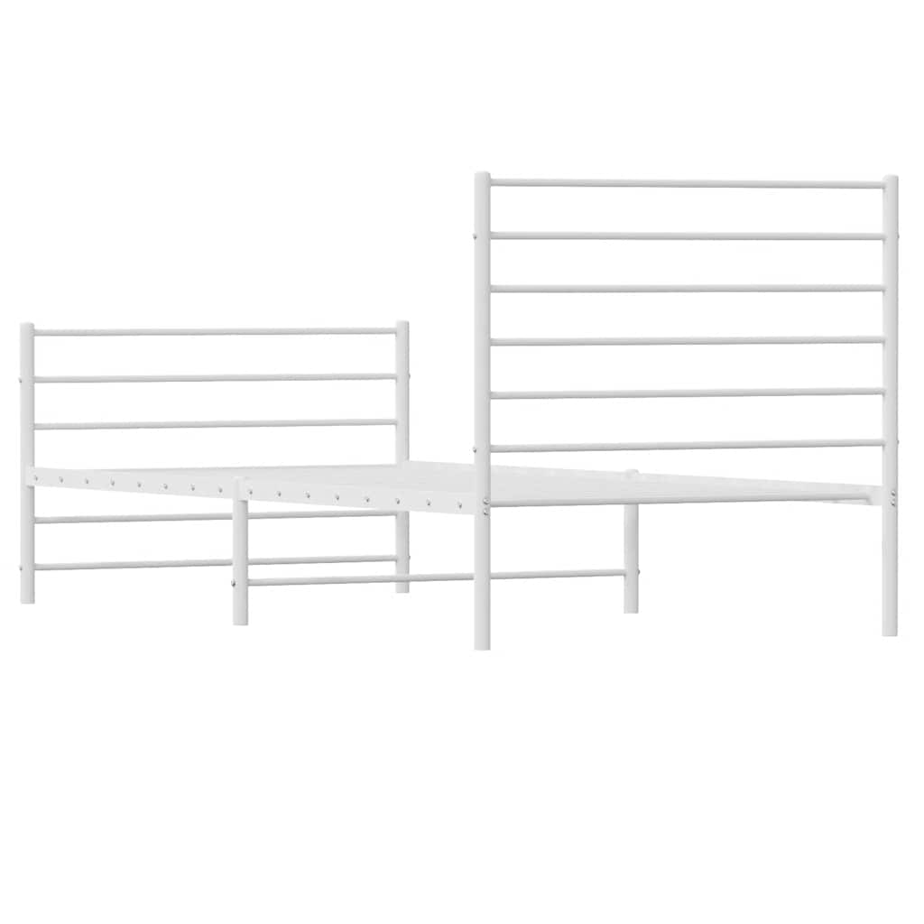 Metalni okvir kreveta uzglavlje i podnožje bijeli 90x190 cm