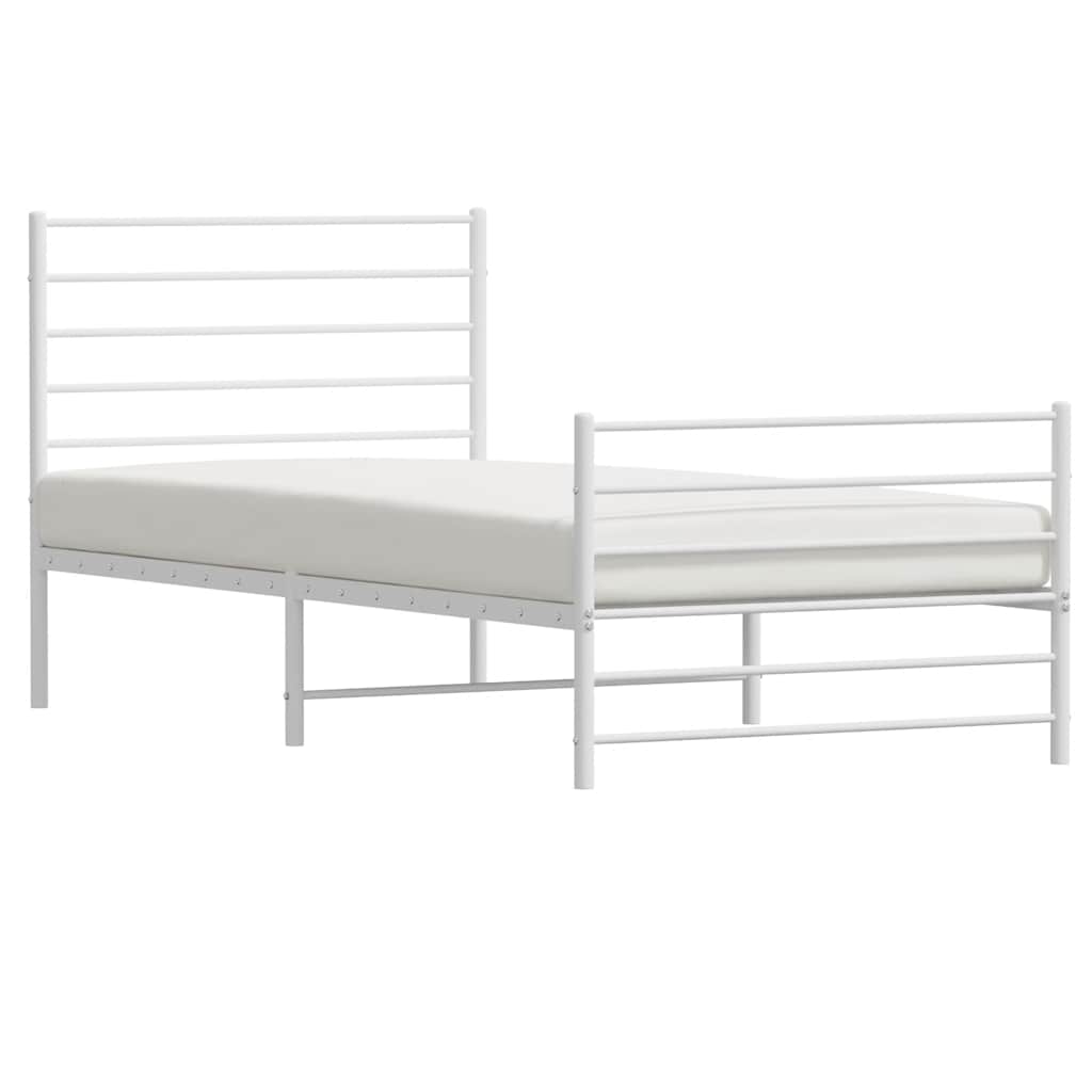 Metalni okvir kreveta uzglavlje i podnožje bijeli 100x200 cm