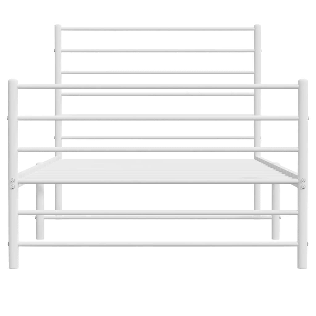 Metalni okvir kreveta uzglavlje i podnožje bijeli 107x203 cm