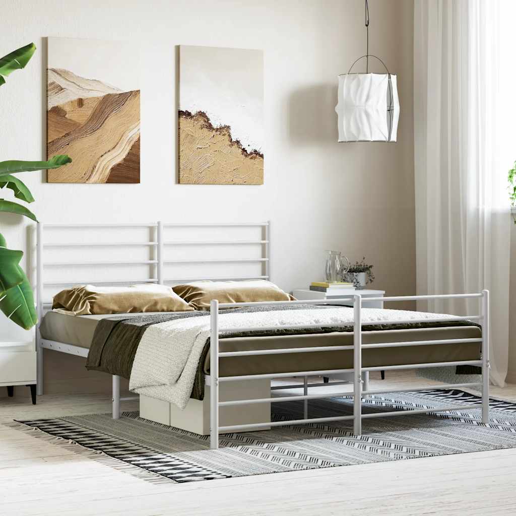 Metalni okvir kreveta uzglavlje i podnožje bijeli 120x200 cm
