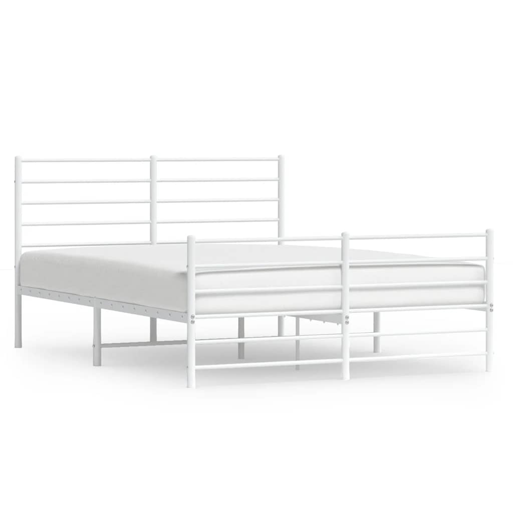 Metalni okvir kreveta uzglavlje i podnožje bijeli 135 x 190 cm