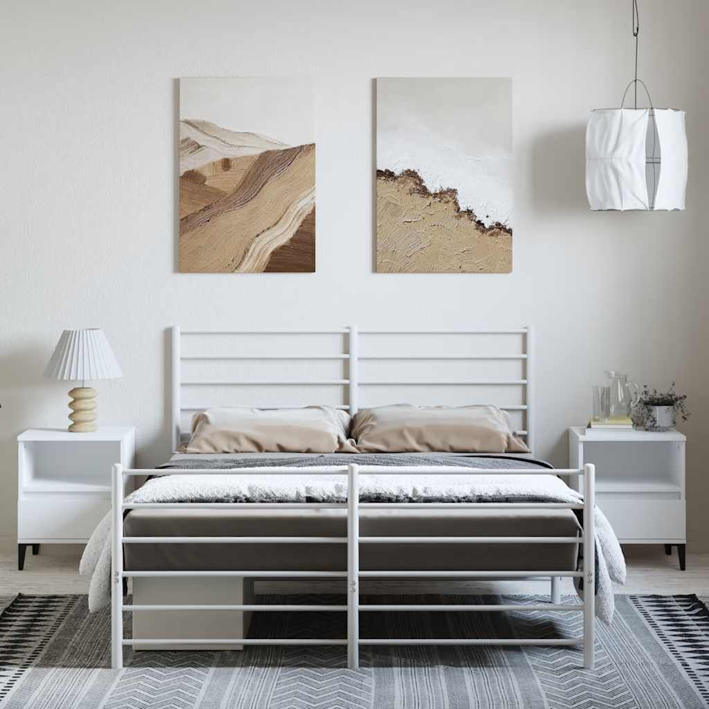 Metalni okvir kreveta uzglavlje i podnožje bijeli 135 x 190 cm