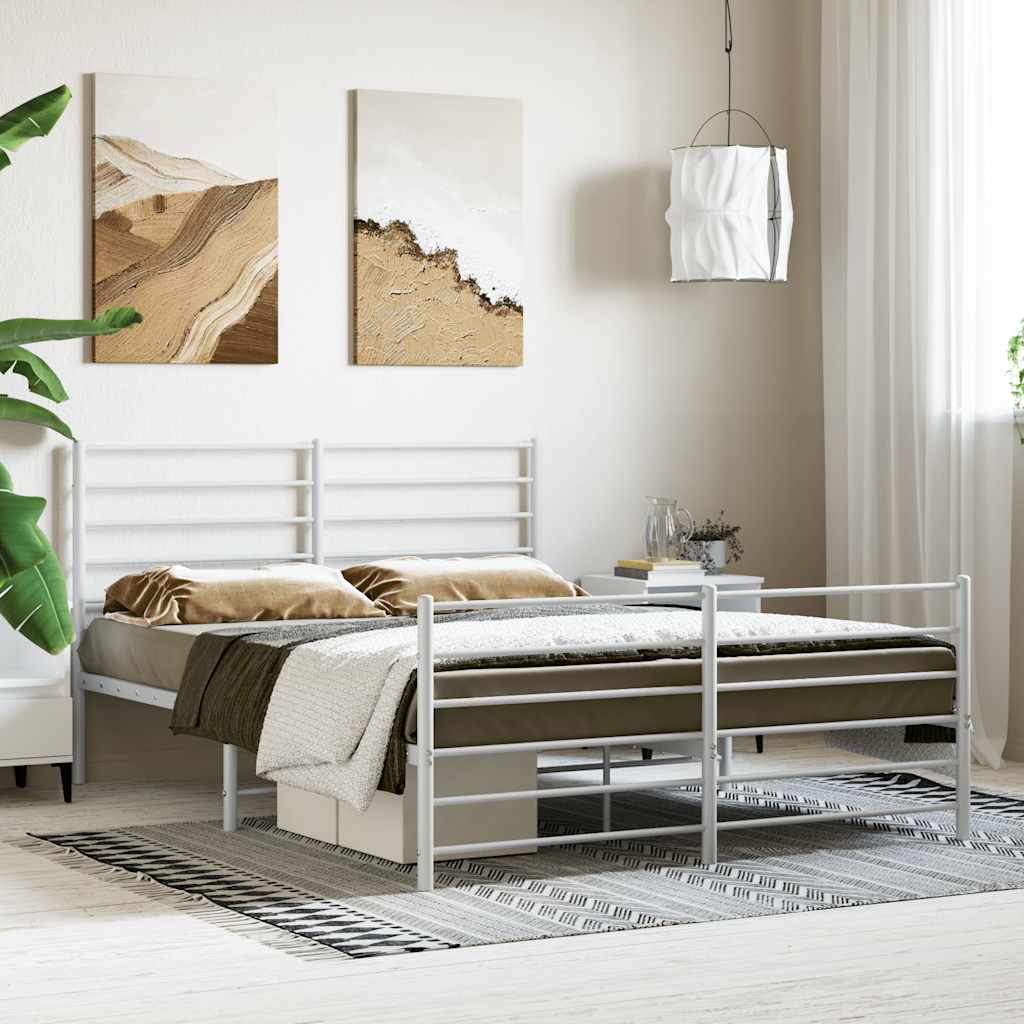 Metalni okvir kreveta uzglavlje i podnožje bijeli 140 x 190 cm