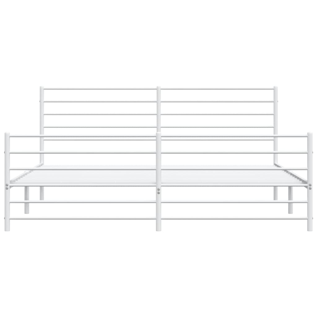Metalni okvir kreveta uzglavlje i podnožje bijeli 200x200 cm
