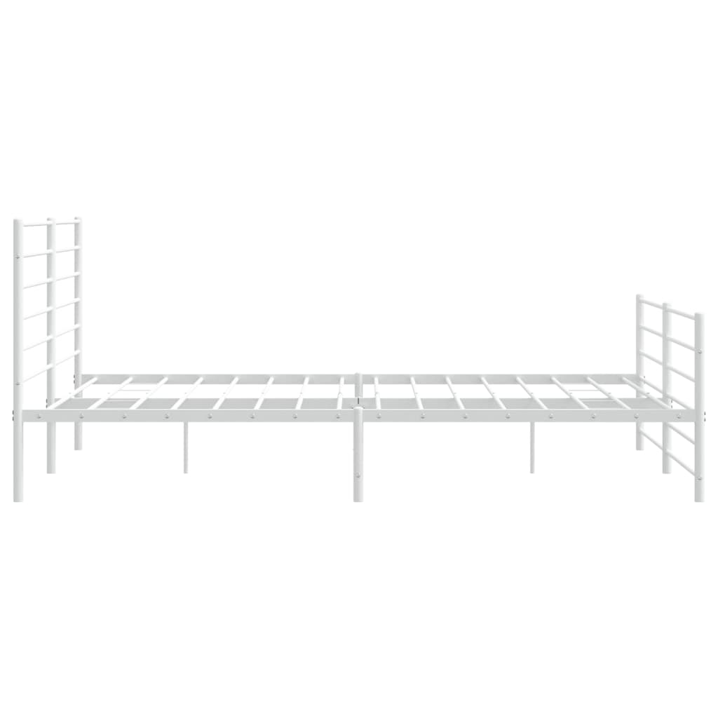 Metalni okvir kreveta uzglavlje i podnožje bijeli 200x200 cm