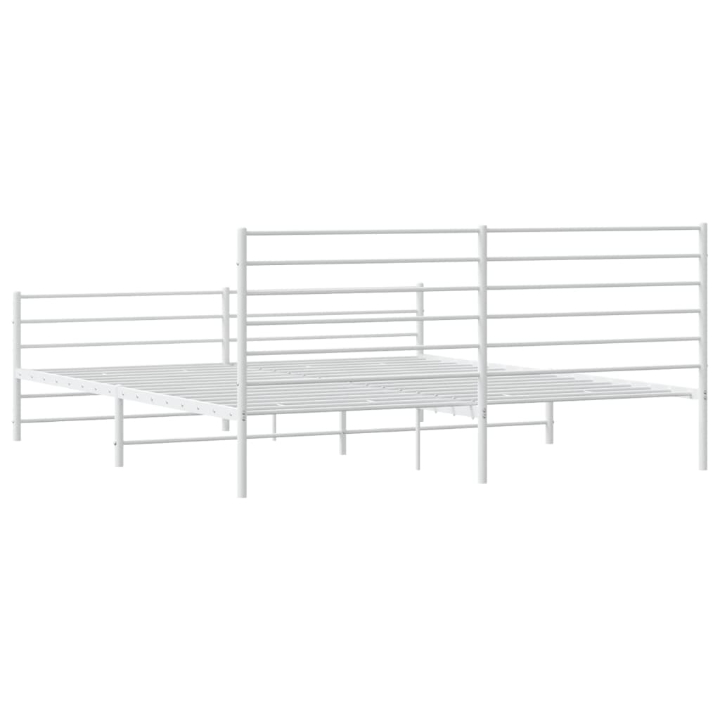 Metalni okvir kreveta uzglavlje i podnožje bijeli 200x200 cm