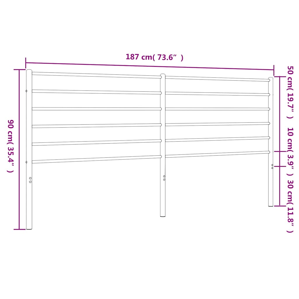 Metalno zamjensko uzglavlje bijelo 180 cm