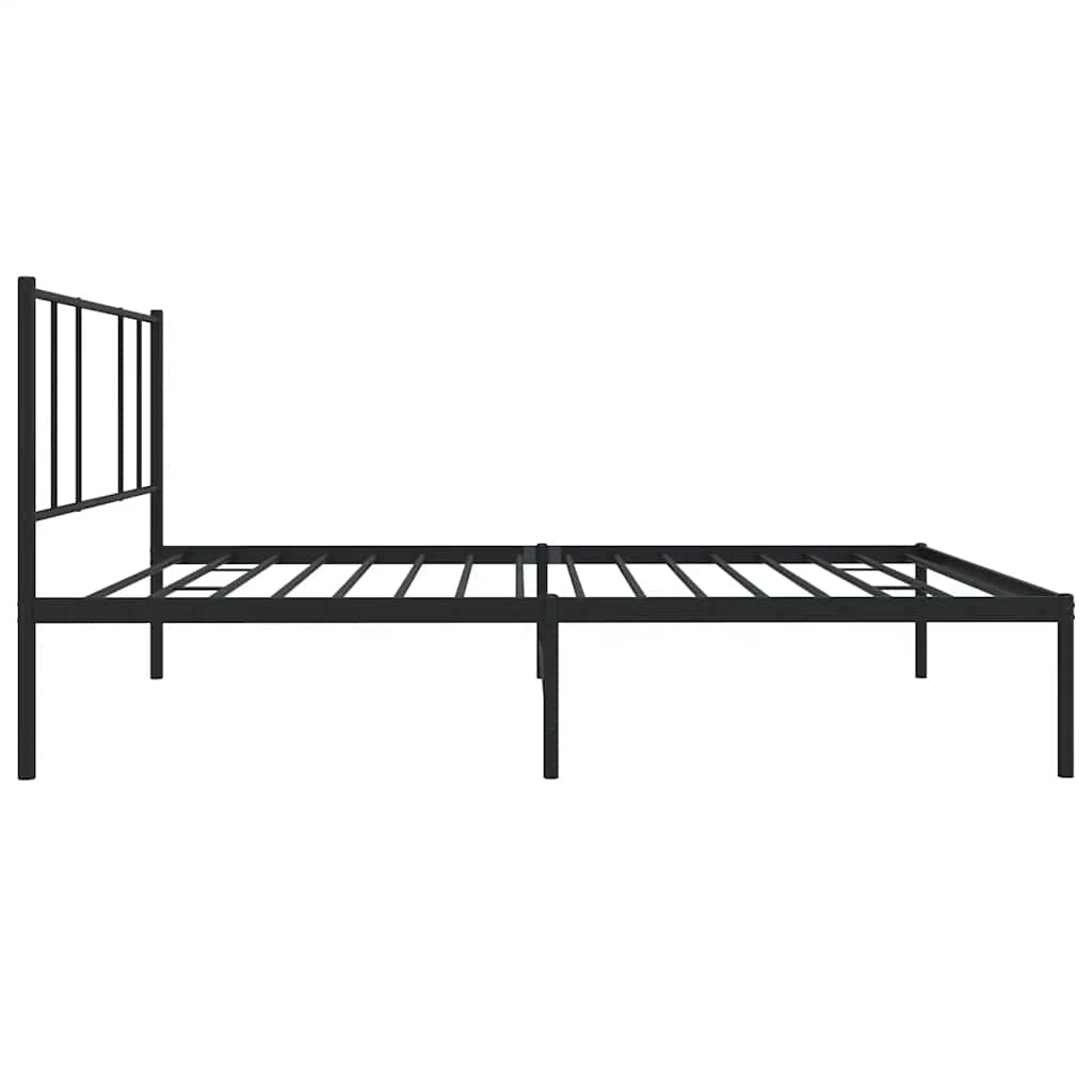 Metalni okvir za krevet s uzglavljem crni 75x190 cm