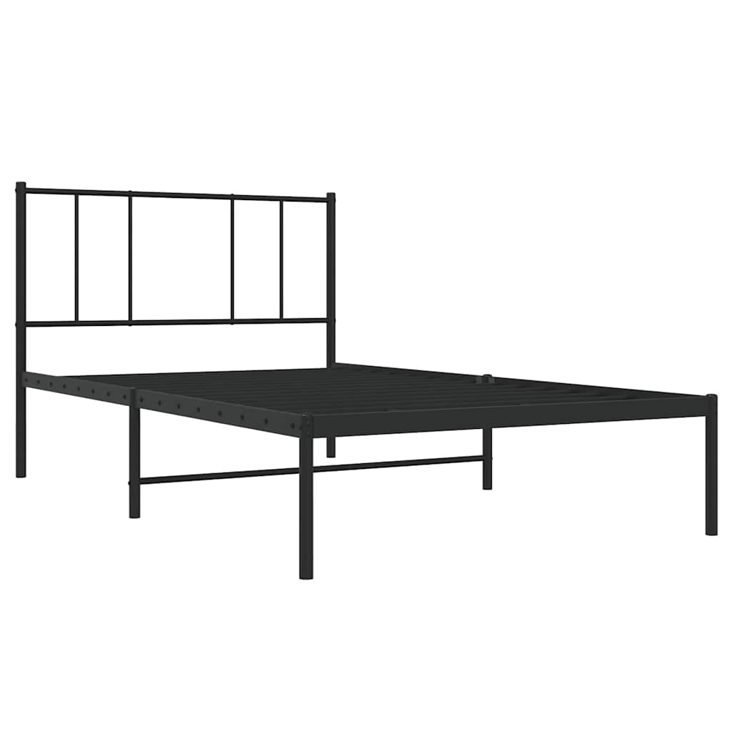 Metalni okvir za krevet s uzglavljem crni 90x190 cm
