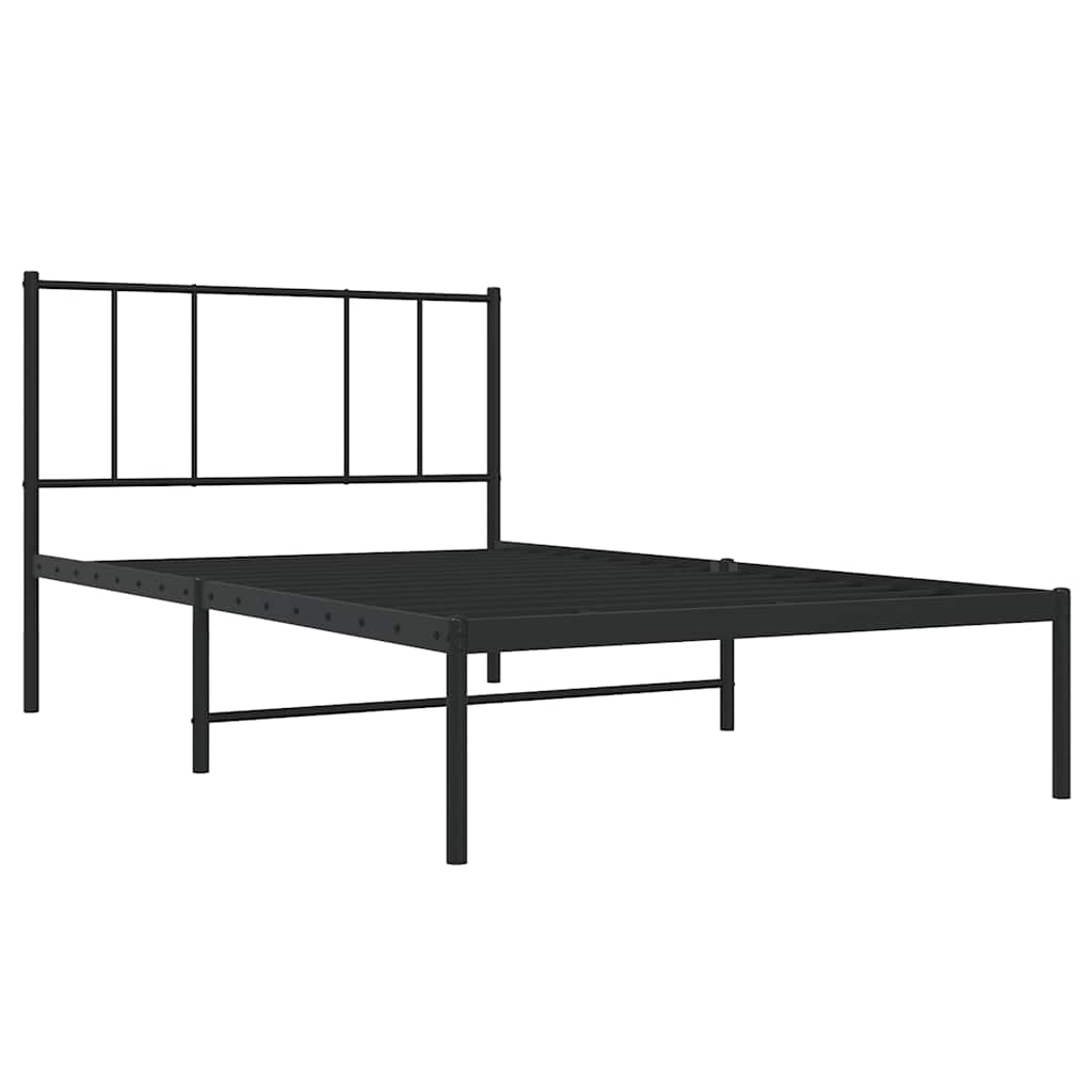 Metalni okvir za krevet s uzglavljem crni 100x190 cm