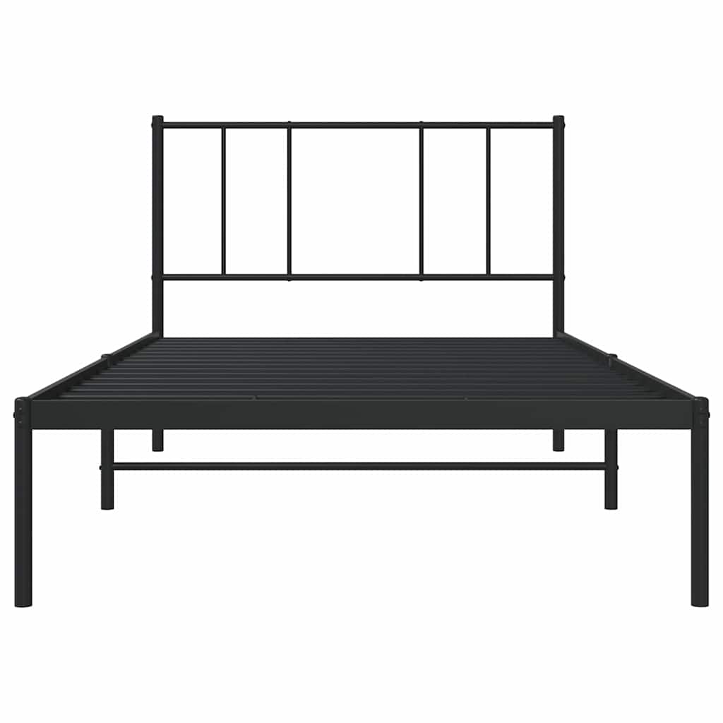 Metalni okvir za krevet s uzglavljem crni 100x190 cm