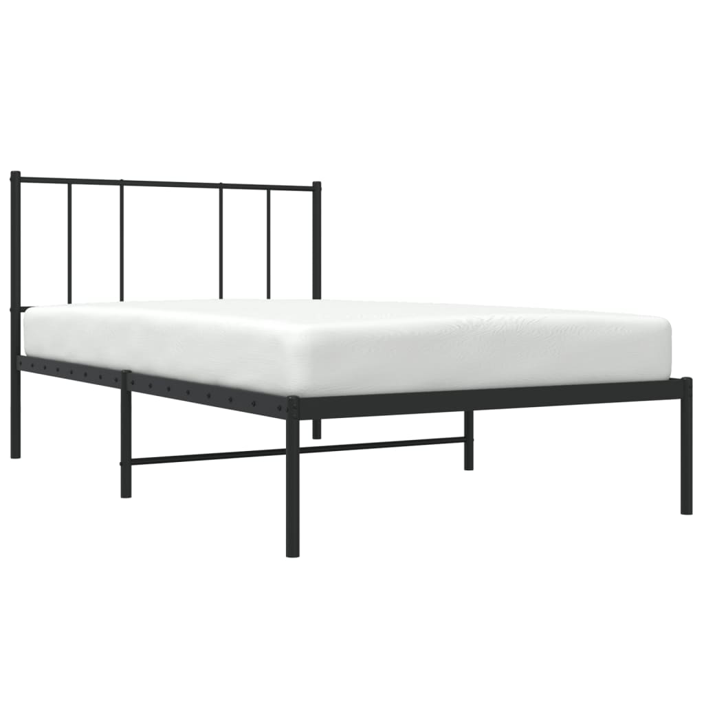 Metalni okvir za krevet s uzglavljem crni 100x200 cm