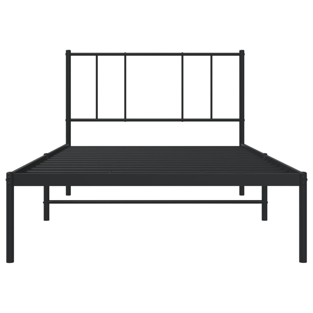 Metalni okvir za krevet s uzglavljem crni 100x200 cm