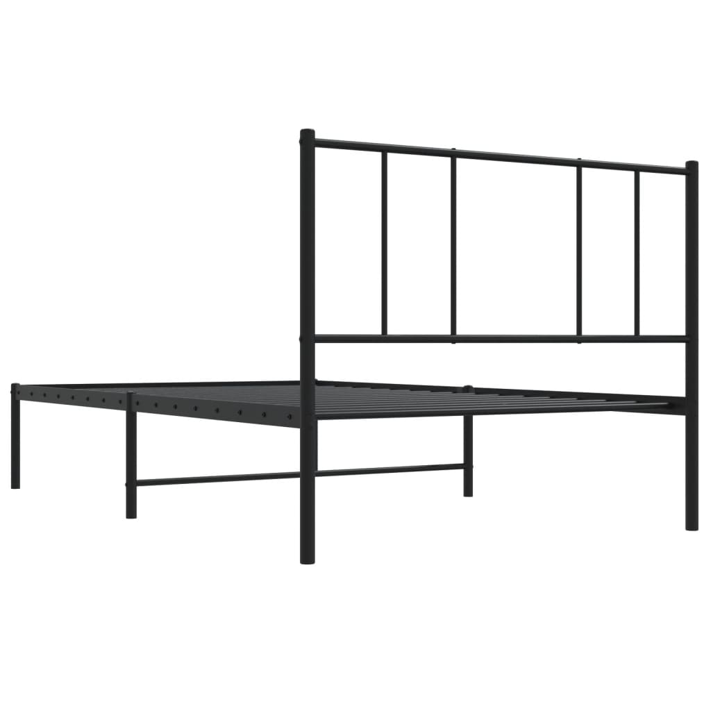Metalni okvir za krevet s uzglavljem crni 100x200 cm