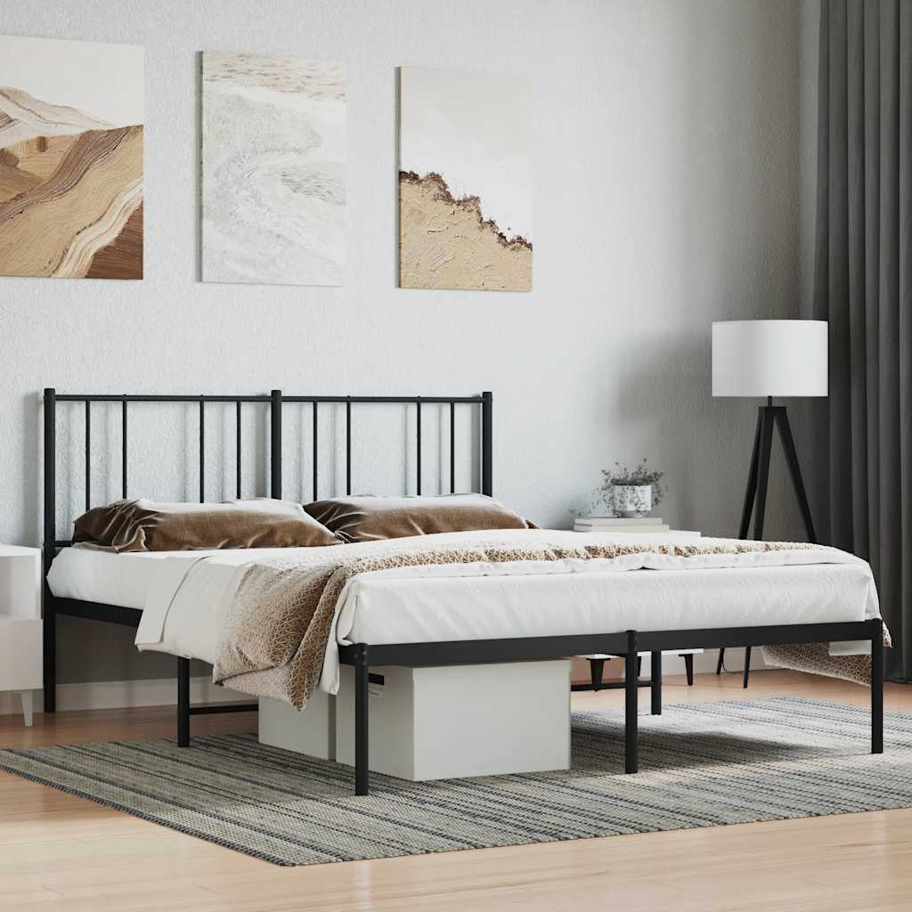 Metalni okvir za krevet s uzglavljem crni 120x190 cm