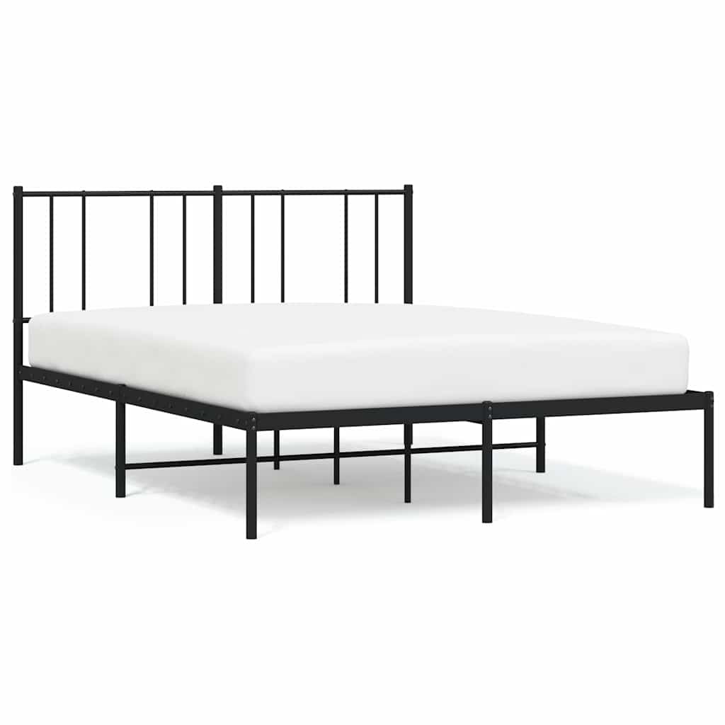 Metalni okvir za krevet s uzglavljem crni 120x200 cm