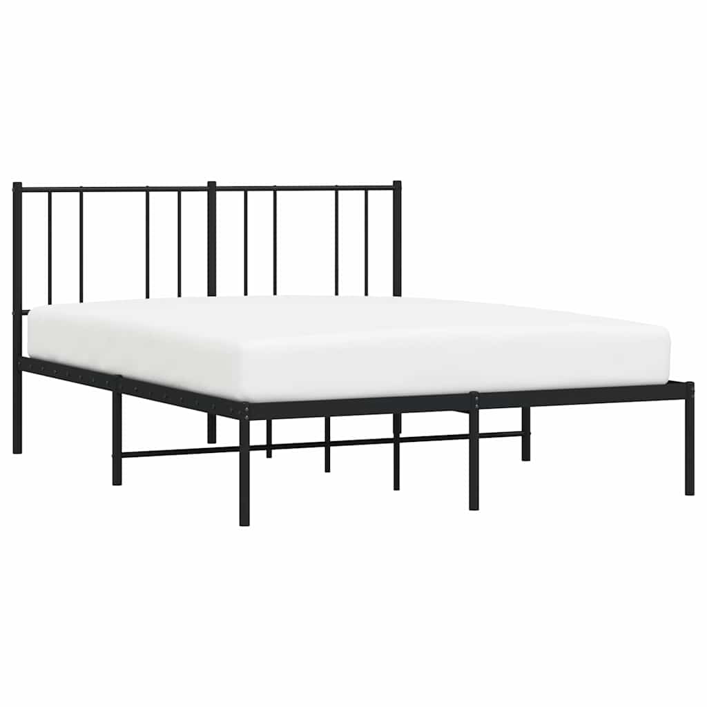Metalni okvir za krevet s uzglavljem crni 120x200 cm