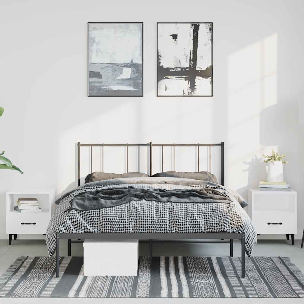 Metalni okvir za krevet s uzglavljem crni 135x190 cm
