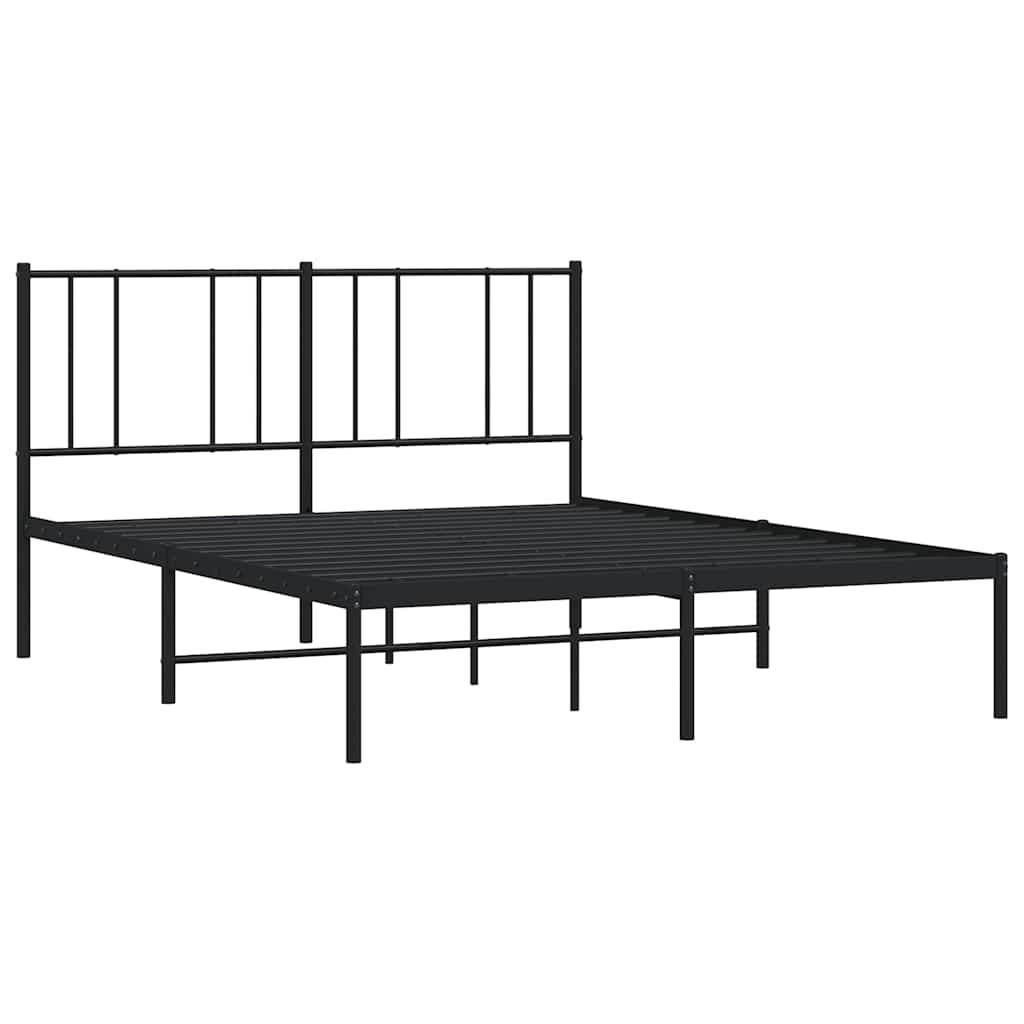 Metalni okvir za krevet s uzglavljem crni 135x190 cm