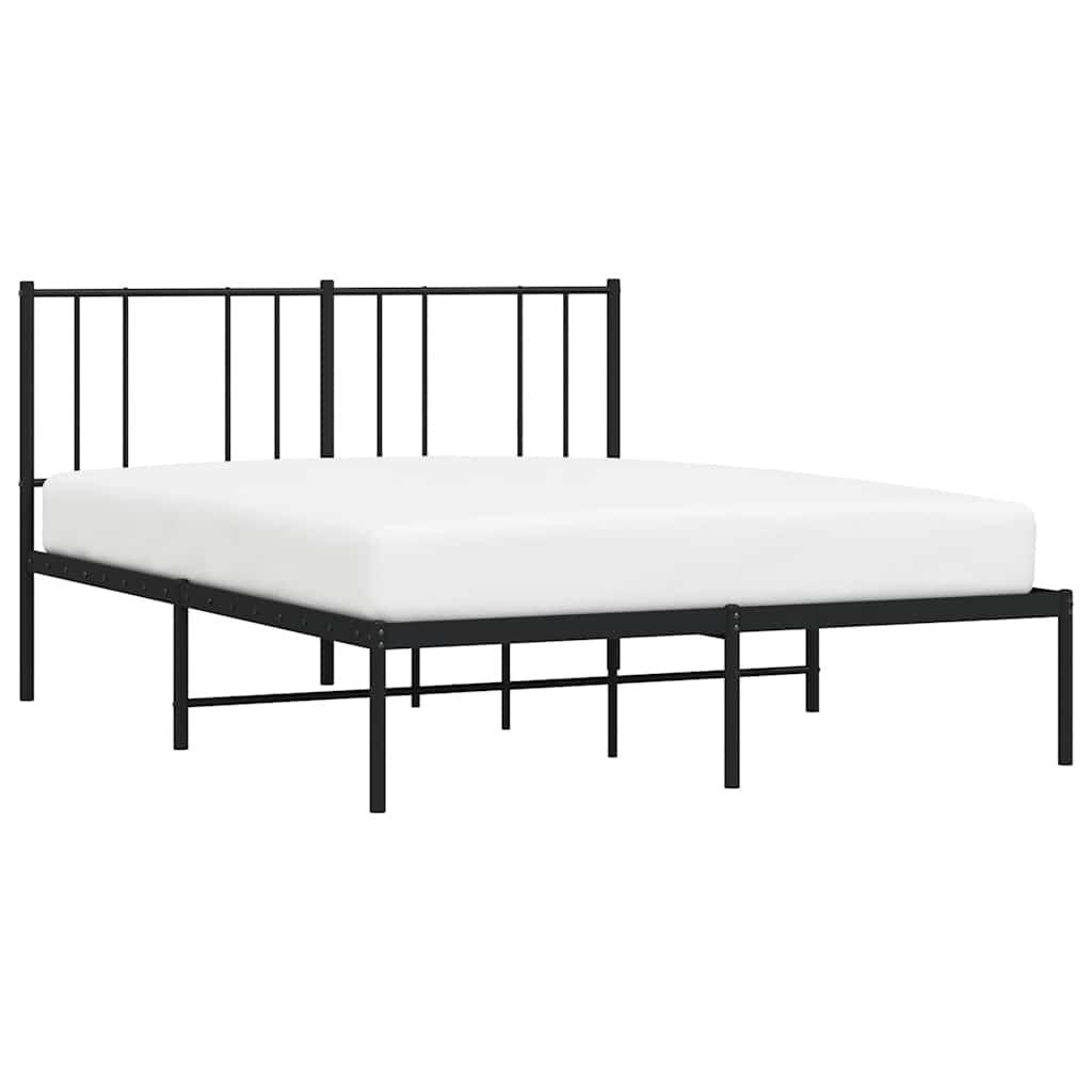 Metalni okvir za krevet s uzglavljem crni 140x190 cm