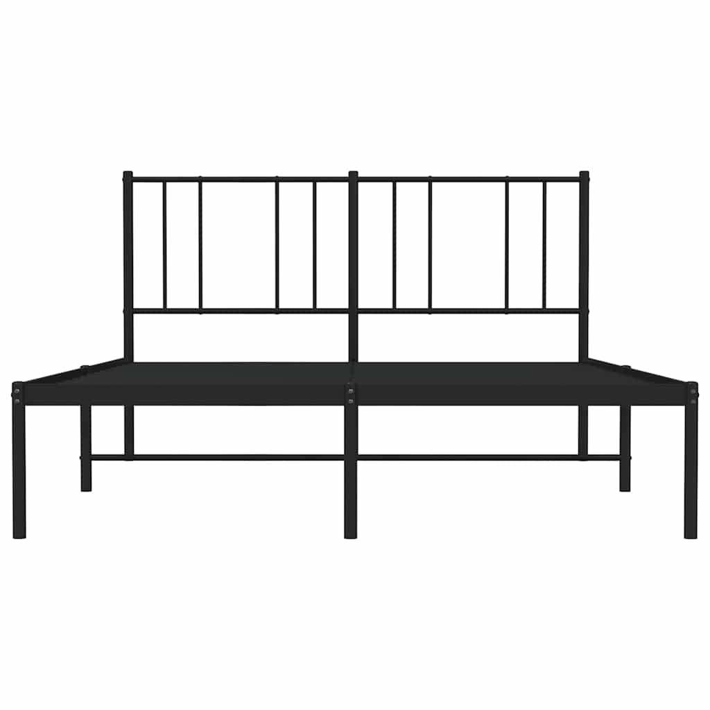 Metalni okvir za krevet s uzglavljem crni 140x190 cm