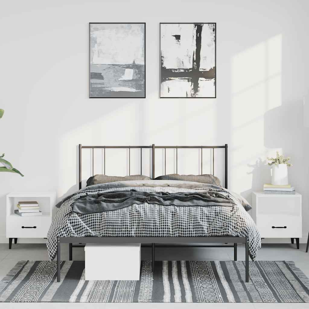 Metalni okvir za krevet s uzglavljem crni 150x200 cm