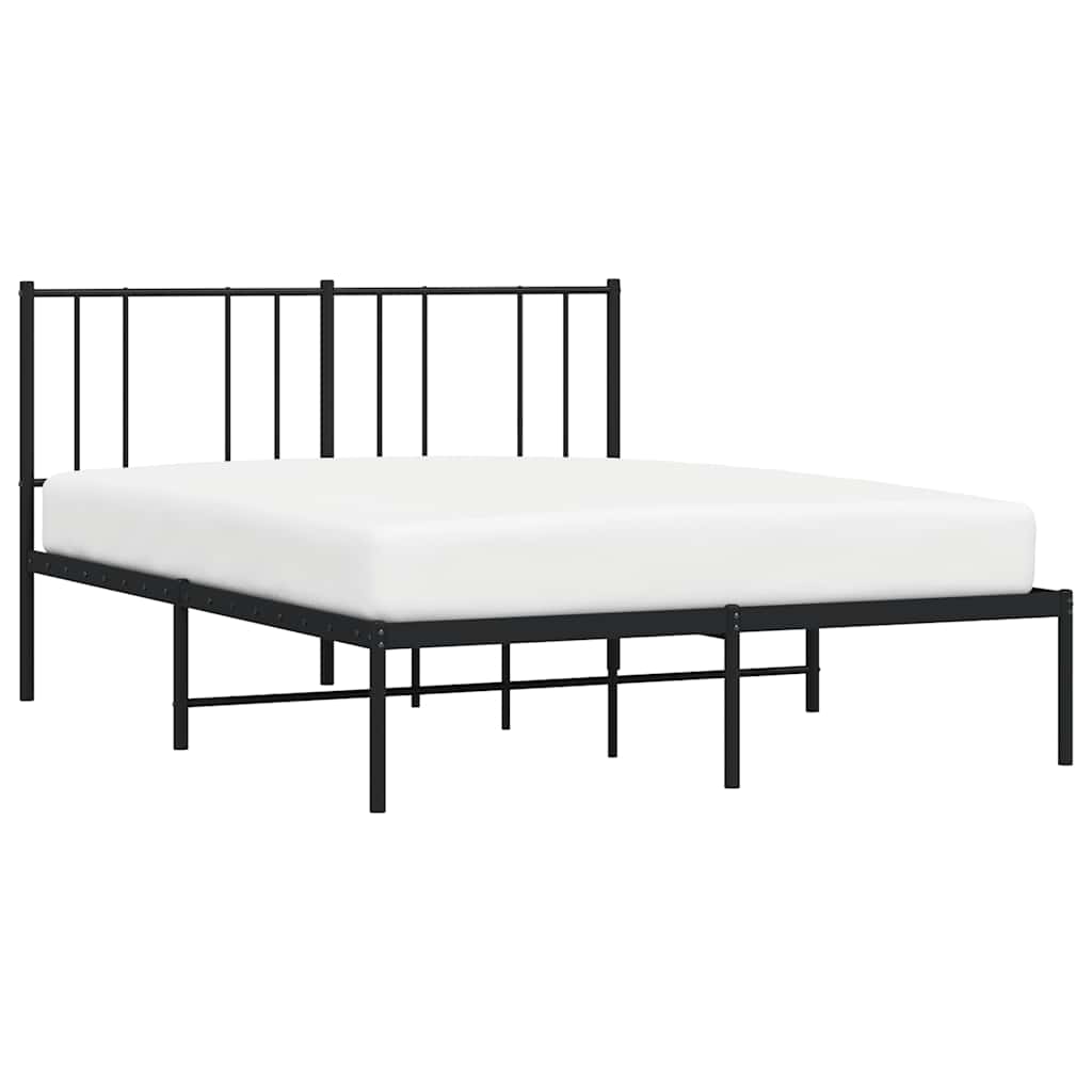 Metalni okvir za krevet s uzglavljem crni 150x200 cm