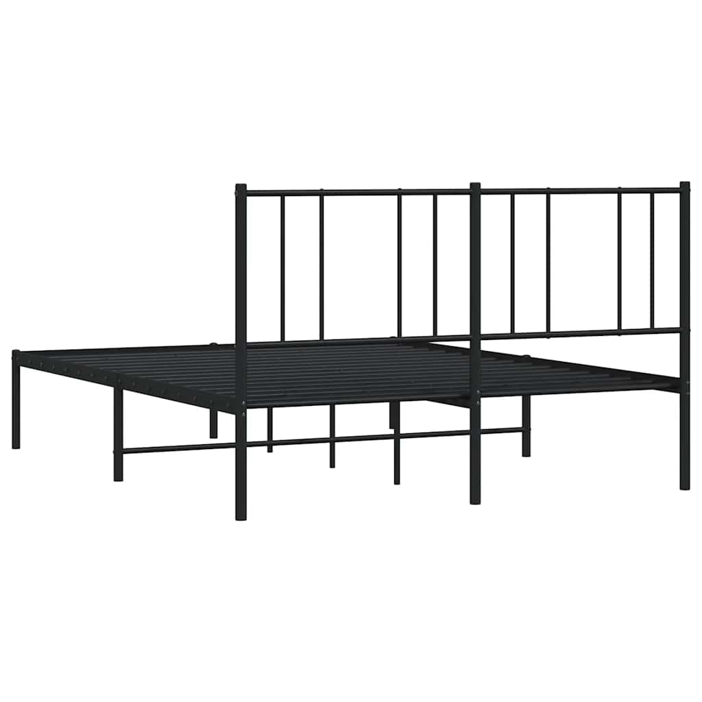 Metalni okvir za krevet s uzglavljem crni 150x200 cm