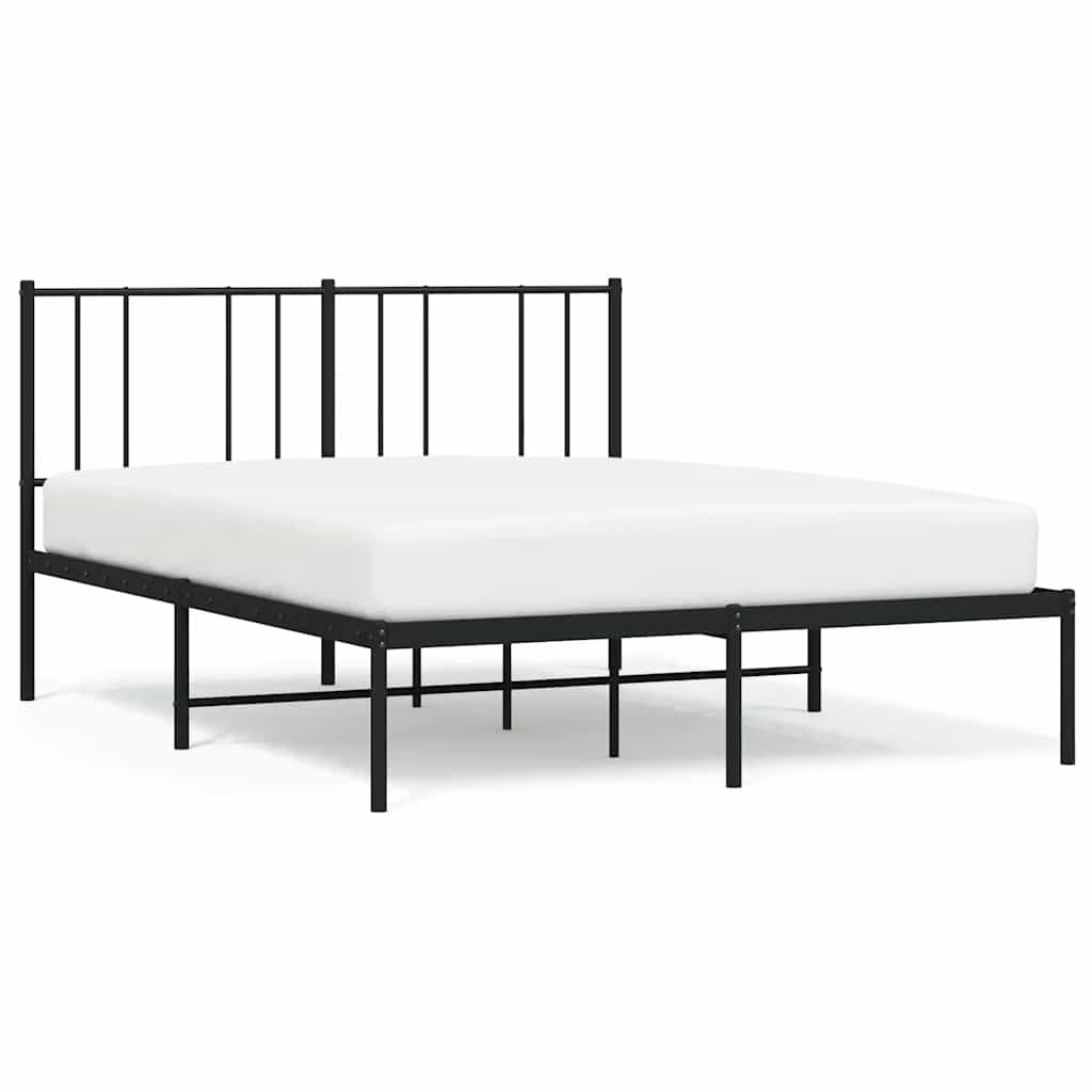 Metalni okvir za krevet s uzglavljem crni 160x200 cm