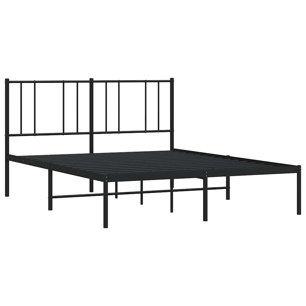 Metalni okvir za krevet s uzglavljem crni 160x200 cm