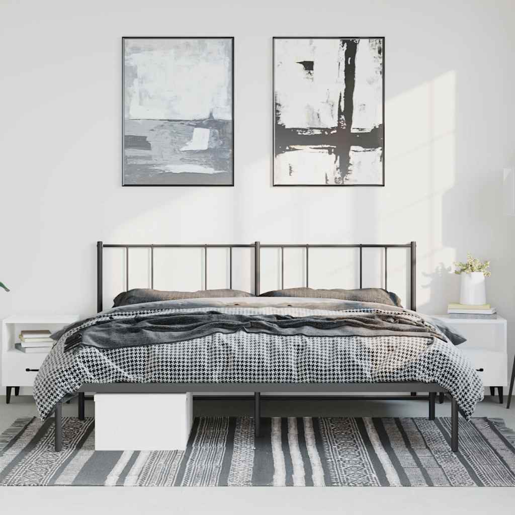 Metalni okvir za krevet s uzglavljem crni 183x213 cm
