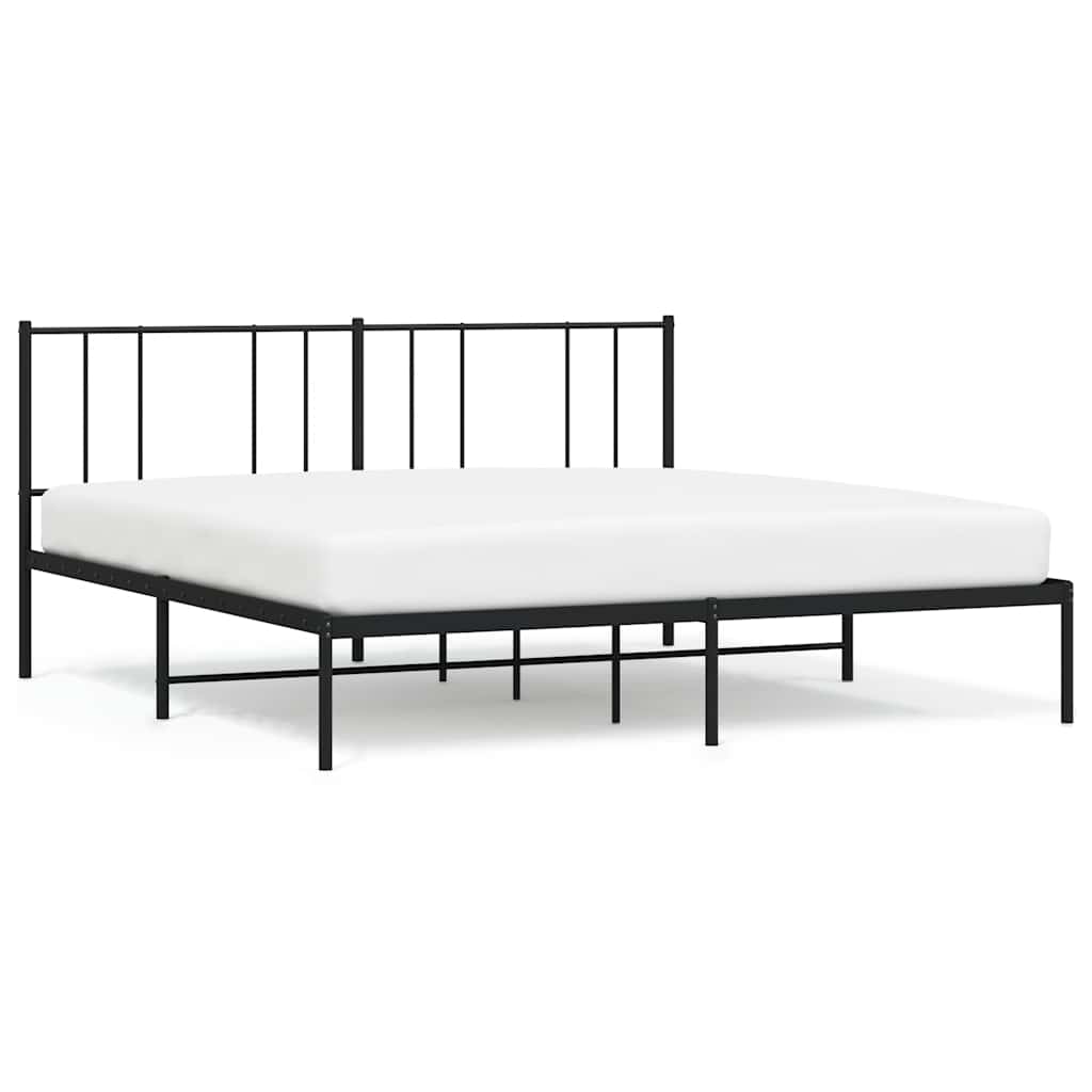 Metalni okvir za krevet s uzglavljem crni 200x200 cm
