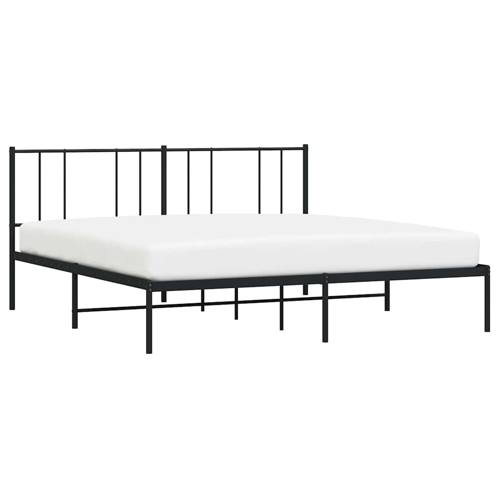 Metalni okvir za krevet s uzglavljem crni 200x200 cm
