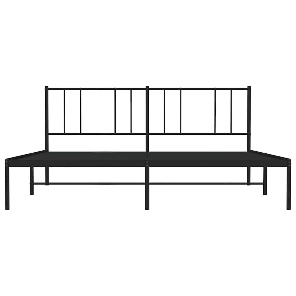 Metalni okvir za krevet s uzglavljem crni 200x200 cm