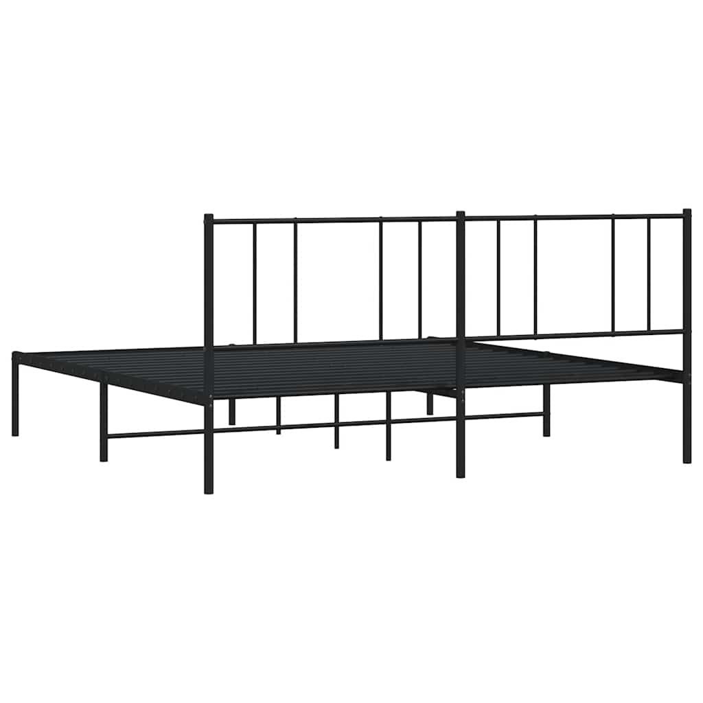 Metalni okvir za krevet s uzglavljem crni 200x200 cm