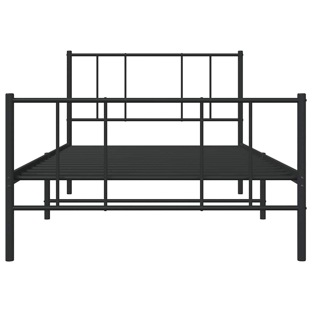 Metalni okvir kreveta uzglavlje i podnožje crni 75x190 cm