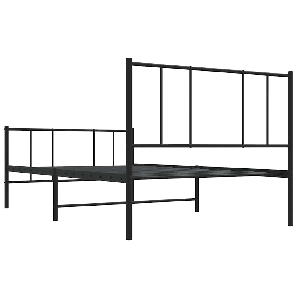 Metalni okvir kreveta uzglavlje i podnožje crni 75x190 cm