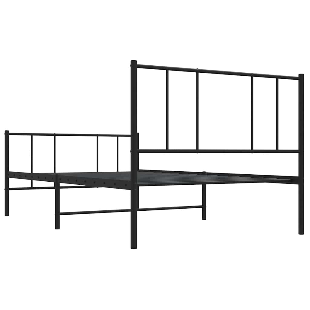 Metalni okvir kreveta uzglavlje i podnožje crni 80x200 cm
