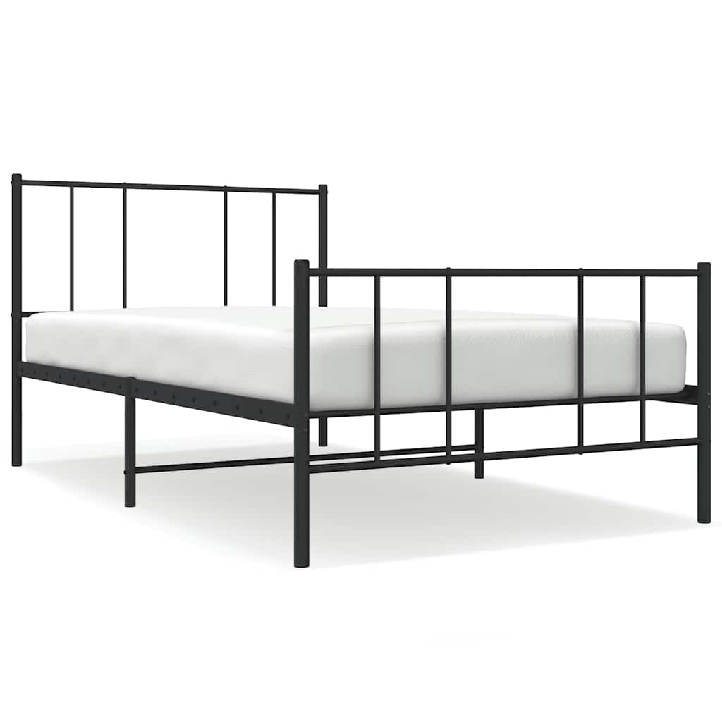 Metalni okvir kreveta uzglavlje i podnožje crni 90x190 cm